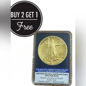 3/$25 American Mint 1907 Saint Gauden Gold Double Eagle Tribute coin in slab